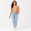 Women's Brown Textured Short Sleeve Top-1