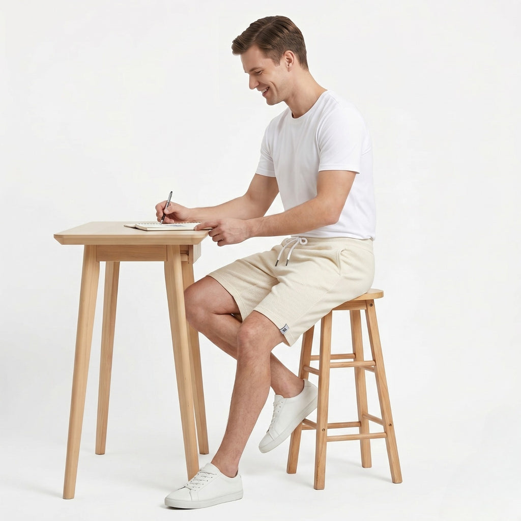 Men's Grey Drawstring Lounge Shorts-1