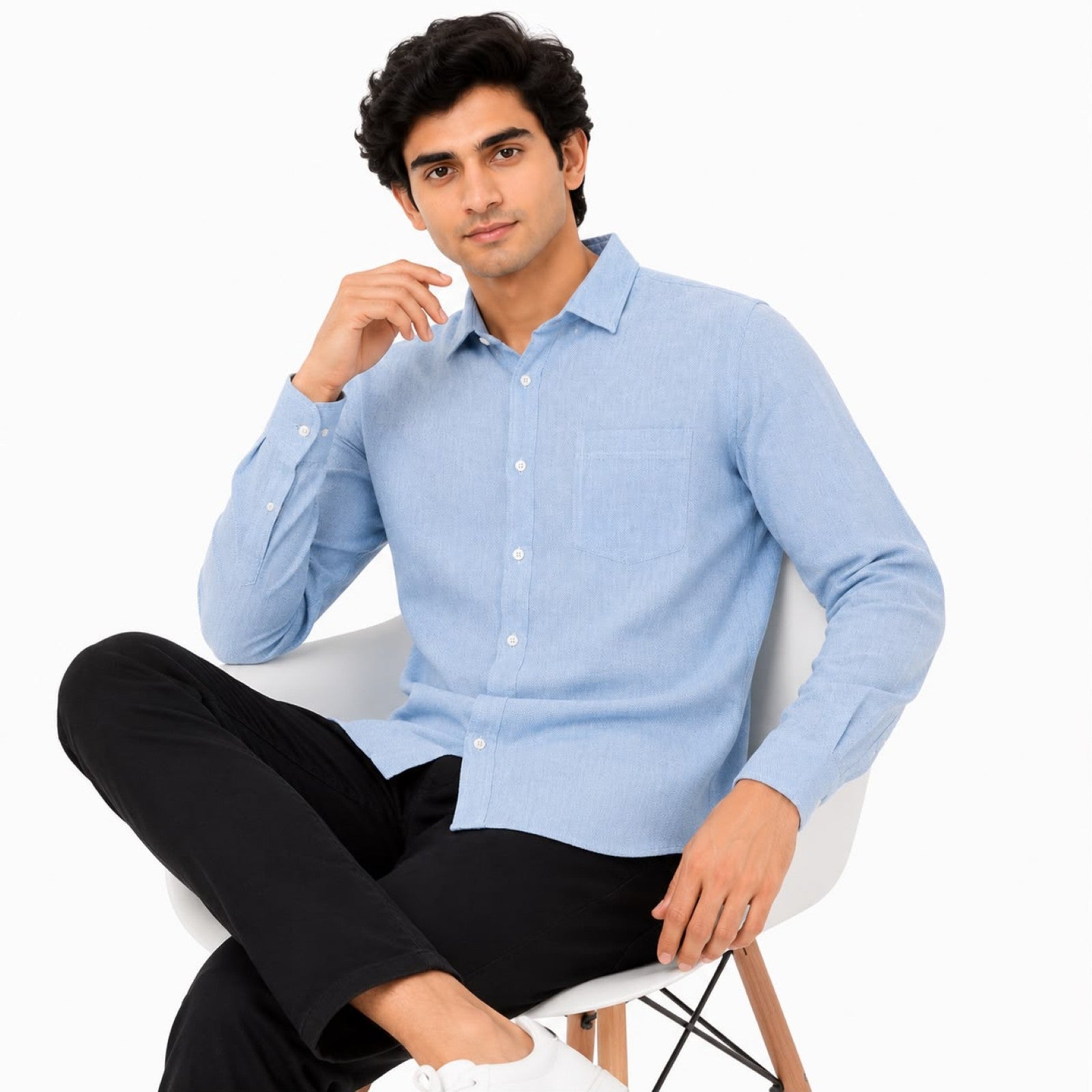 Men's Everyday Sky Blue Full-Sleeve Shirt-3