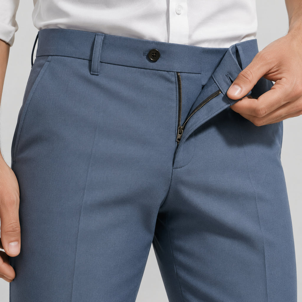 Men's Azure Edge Slim Fit Formal Trousers-4