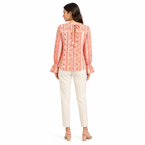 Blush Charm Printed Peplum Top-3