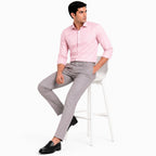 Men's Purple Textured Slim Fit Formal Trousers | Tailored Smart Office Wear Pants-2