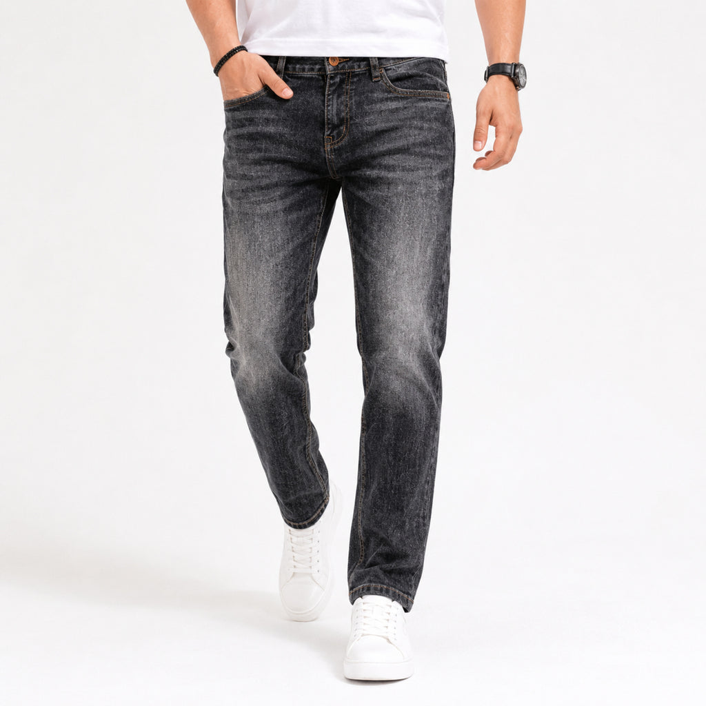 Men's Blue Light-Washed Regular Fit Casual Denim Jeans-1
