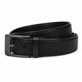 Men's Black Croc-Textured Leather Belt with Gunmetal Buckle-1