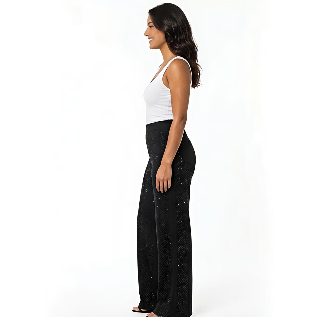 Midnight Sparkle Women's Wide Leg Party Trousers-3