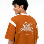 Men's Rust Brown Contrast Rib Polo T-Shirt-2