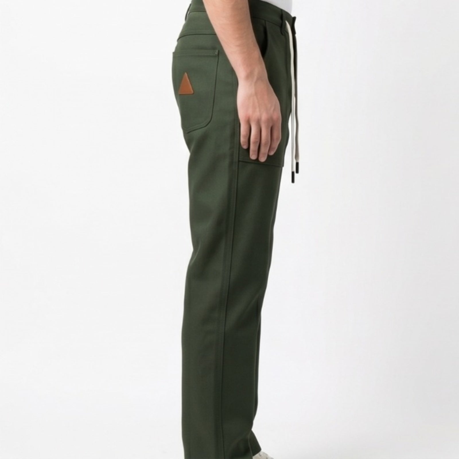 Men's Olive Green Utility Drawstring Relaxed Fit Trousers-2
