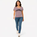 Women's Light Brown Los Angeles Typography Crew Neck T-Shirt | Regular Fit Half Sleeve Graphic Tee-1
