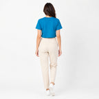 Women's Teal Crew Neck Short Sleeve Relaxed Crop T-Shirt | Solid Everyday Casual Tee-4