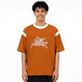 Men's Rust Brown Contrast Rib Polo T-Shirt-4