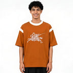 Men's Rust Brown Contrast Rib Polo T-Shirt-4