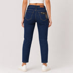Women's Dark Blue Slim Fit Ankle Length Jeans-3