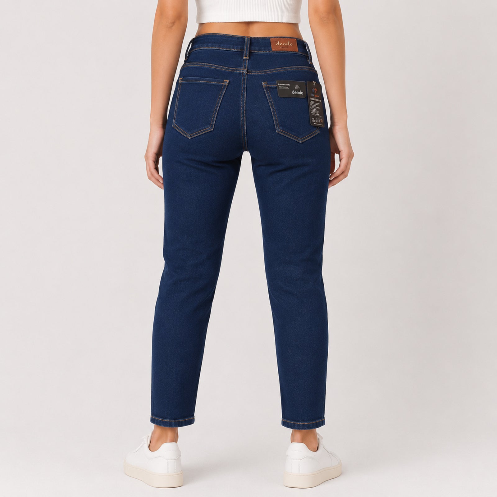 Women's Dark Blue Slim Fit Ankle Length Jeans-3
