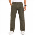 Men's Green Washed Cargo Jeans with Utility Pocket Detail-1