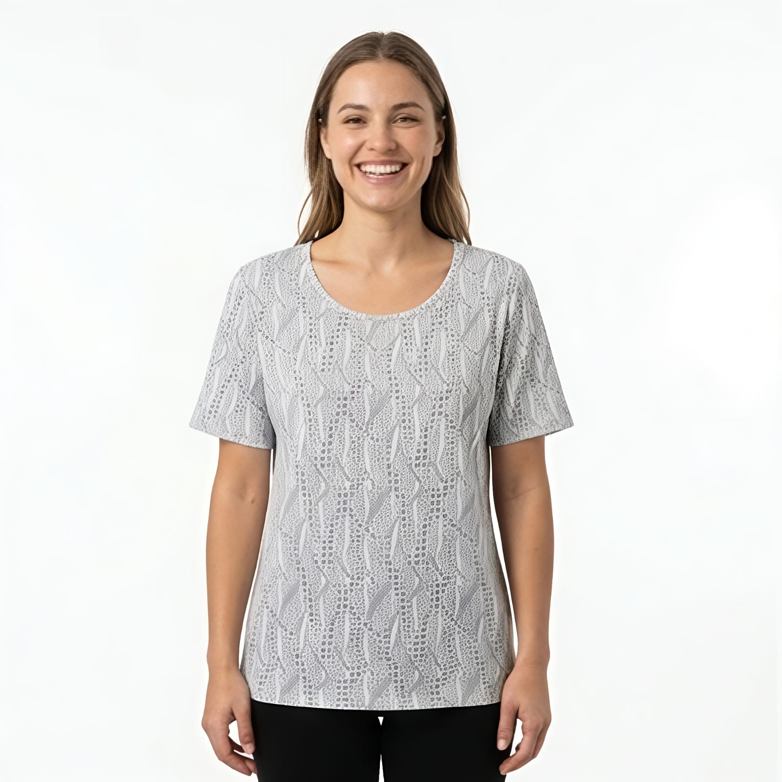 Women's Cotton Textured Half Sleeve T-Shirt-1