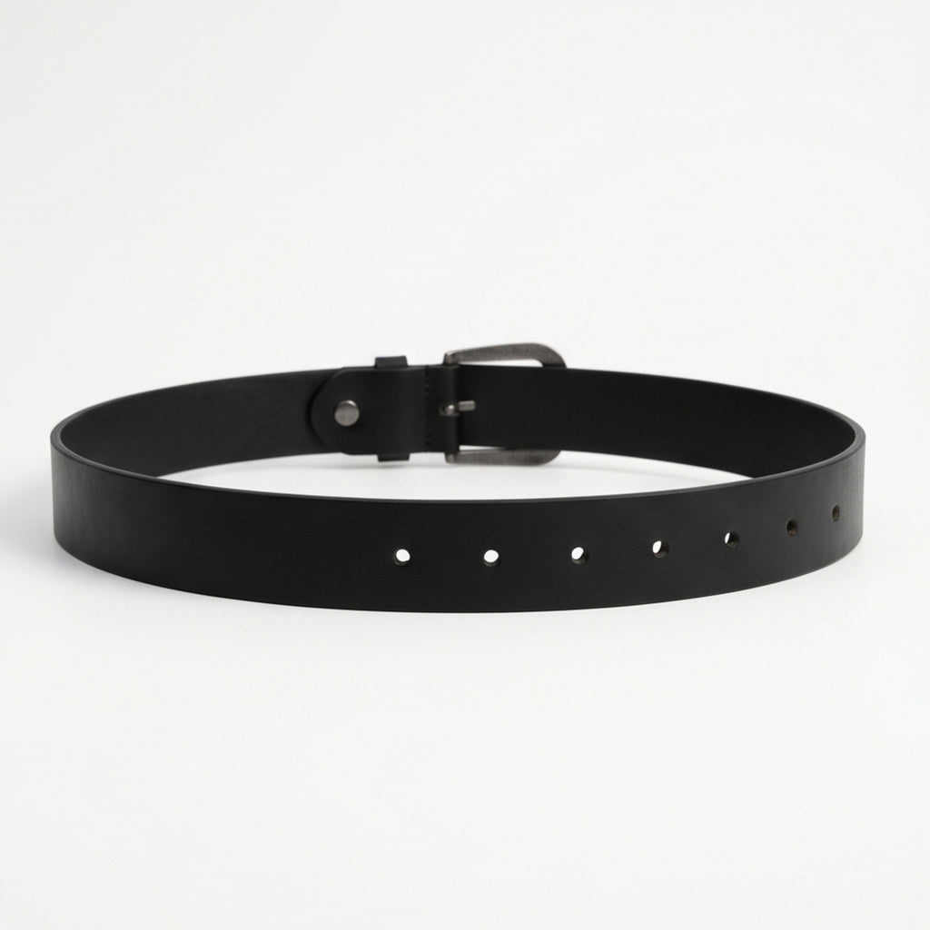 Women’s Elegant Premium Black Genuine Leather Belt with Statement Gold-Tone Buckle-3