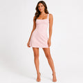 Women's Light Pink Solid Sleeveless Square Neck Mini Dress for Party and Casual Wear-1