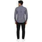 Men's Steel Grey Everyday Button-Up Shirt with Chest Pocket-4