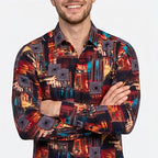 Men's Retro Abstract Print Full Sleeve Shirt-2