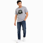 Men's Grey Abstract Bird Graphic Crew Neck T-Shirt-3