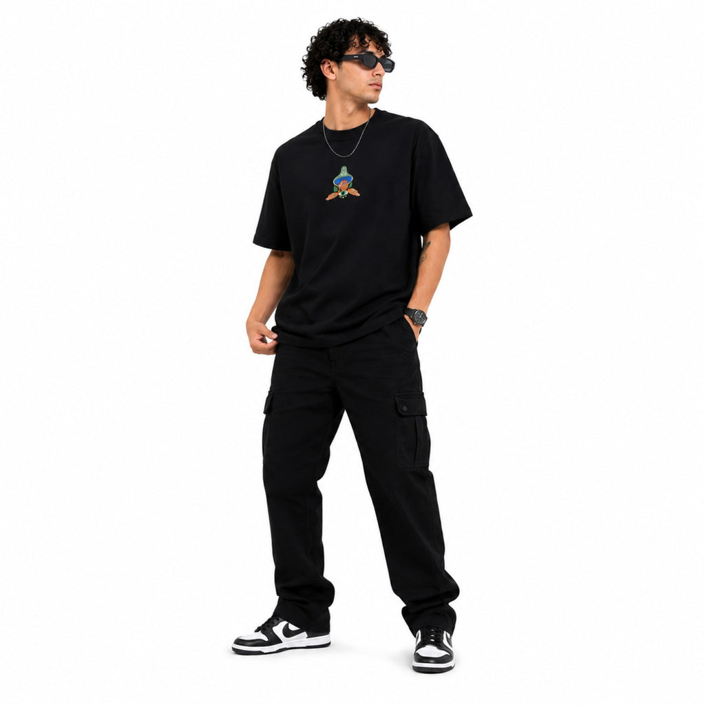 Men's Oversized Graphic Back Print Cotton T-Shirt-3