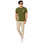 Men's Olive Green Typography Printed Slim Fit T-Shirt-2
