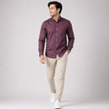 Men's Violet Solid Casual Full Sleeve Shirt-1