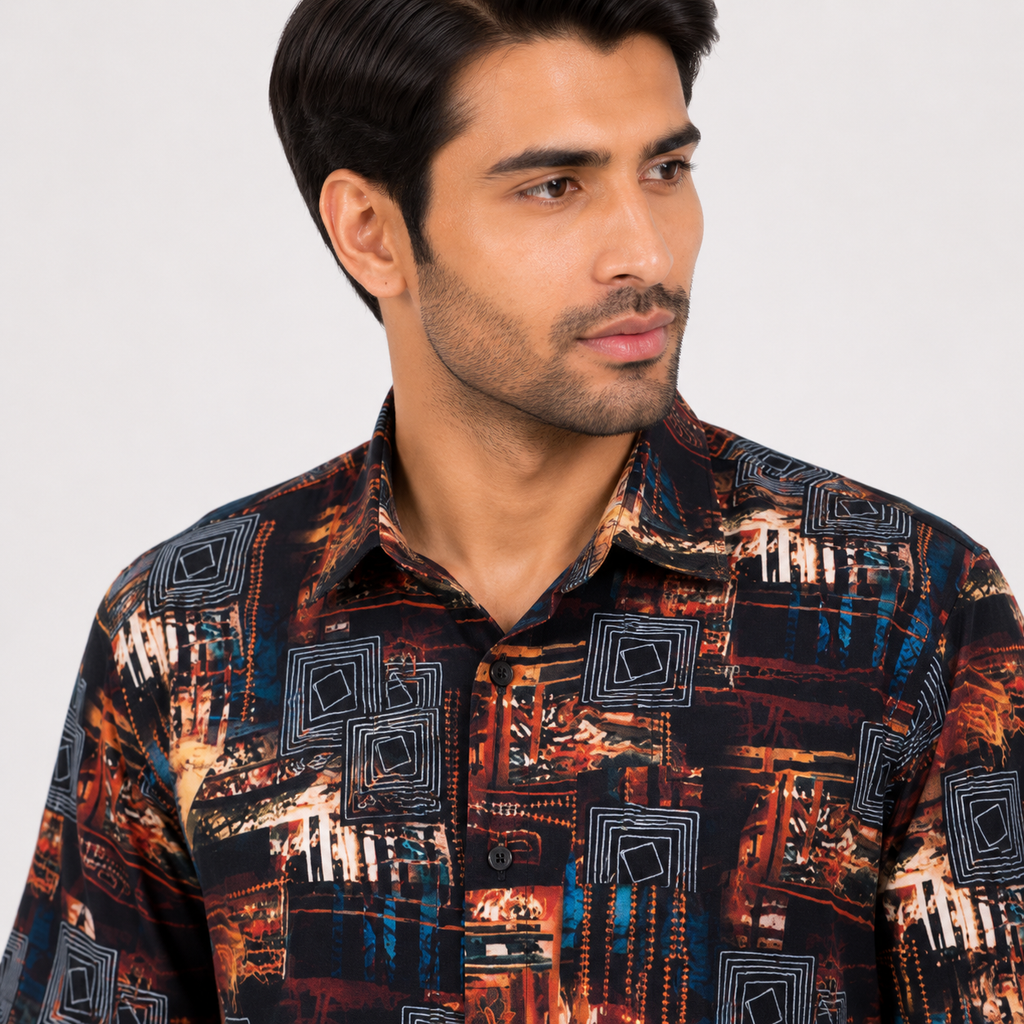 Men's Multicolor Abstract Printed Casual Shirt-1