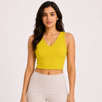 Women's Parrot Green V-Neck Crop Tank Top-1