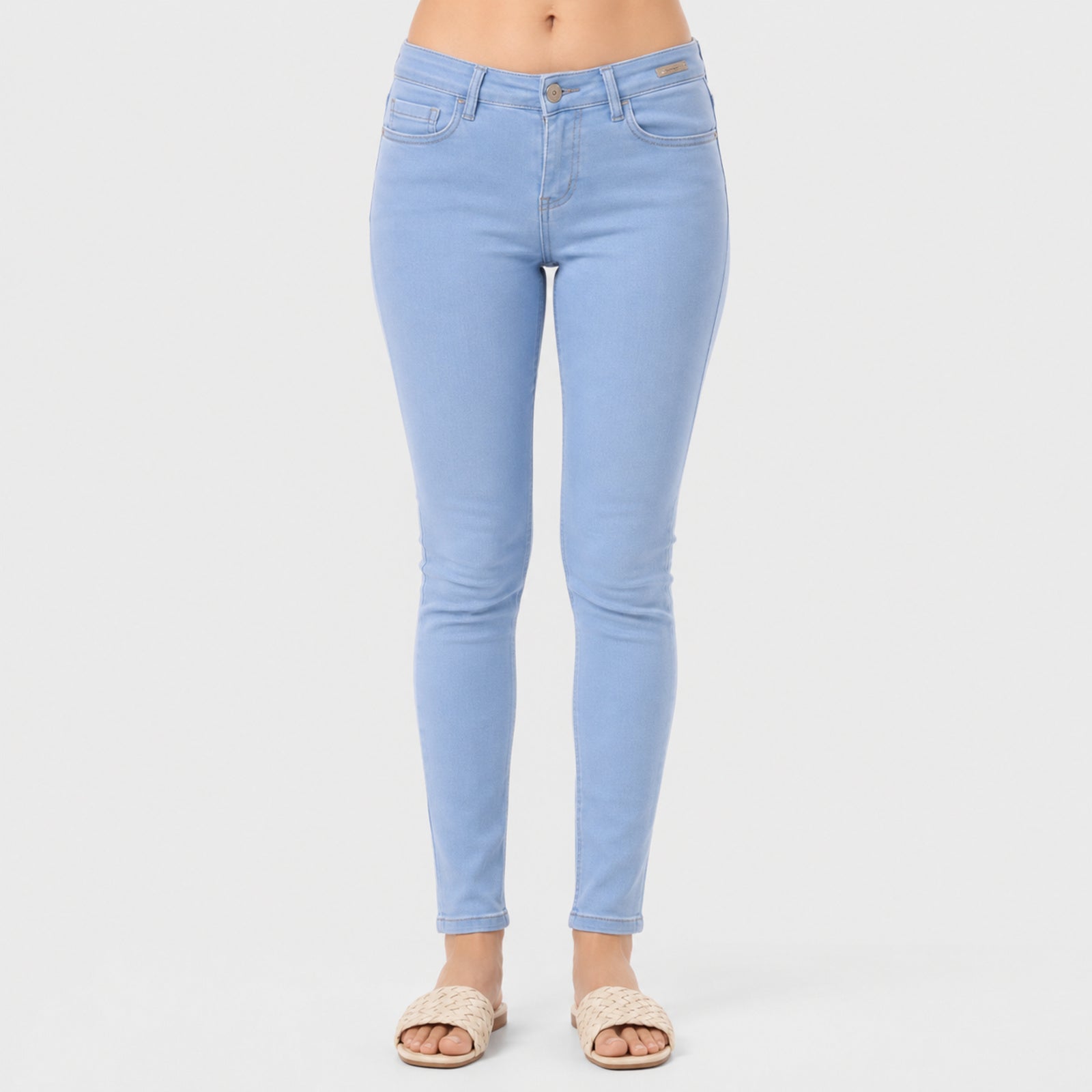 Women's Light Blue Skinny Fit Denim Jeans-3