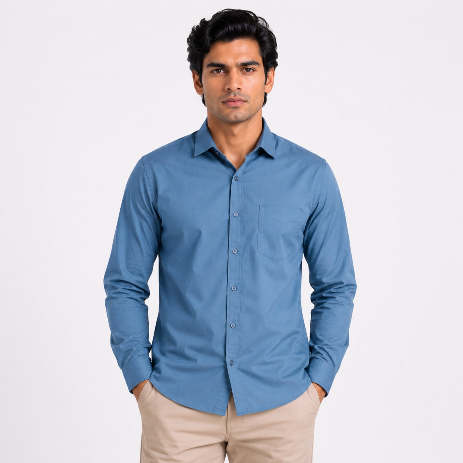 Men's Ocean Teal Classic Formal Cotton Shirt-1