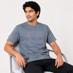 Men's Sky Blue Graphic Print Crew Neck T-Shirt-2