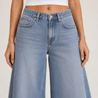 Women's Grey Wide Leg Denim Jeans-1