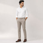 Men's Premium Beige Slim Fit Formal Trousers-1
