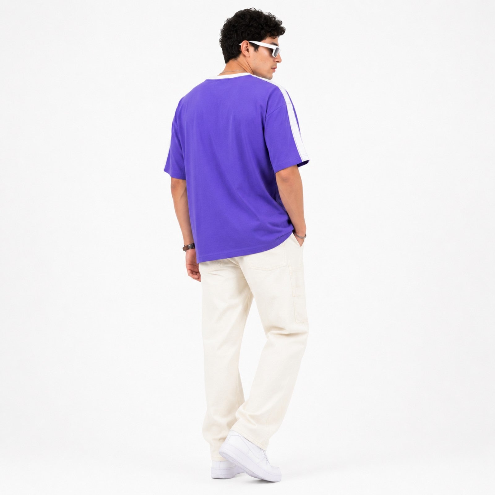 Men's Blue Oversized Varsity Graphic T-Shirt-1