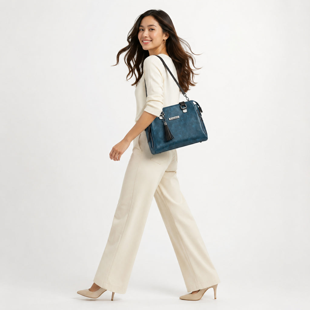 Azure Luxe Structured Handbag-3