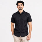 Men's Navy Blue Textured Half Sleeve Casual Shirt-1