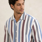 Men's Pastel Multi-Stripe Casual Cotton Shirt-4
