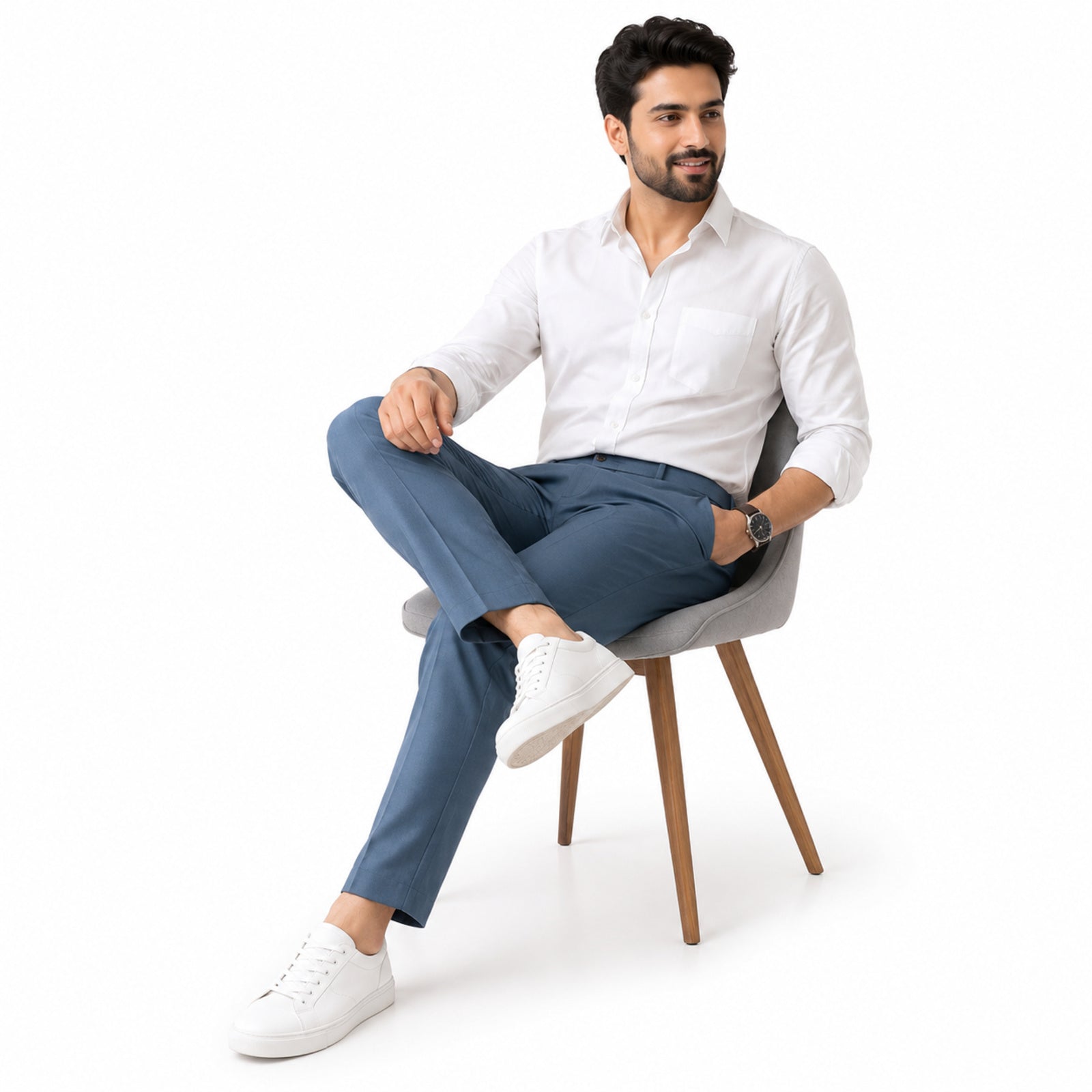 Men's Azure Edge Slim Fit Formal Trousers-1