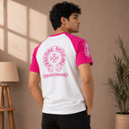 Men's Neon Pink Raglan Graphic Casual T-Shirt-1