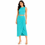 Women's Smoke Sleeveless Crop Top and Tulip Hem Midi Skirt Co-Ord Set-1