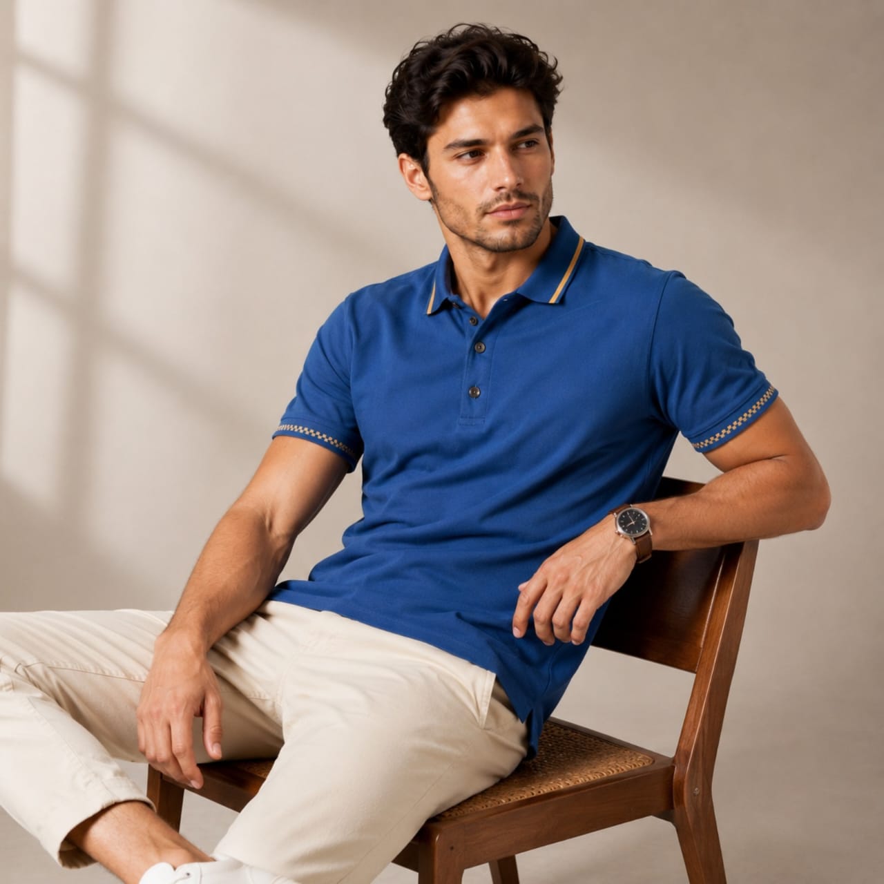 Men's Royal Blue Premium Polo T-Shirt-3