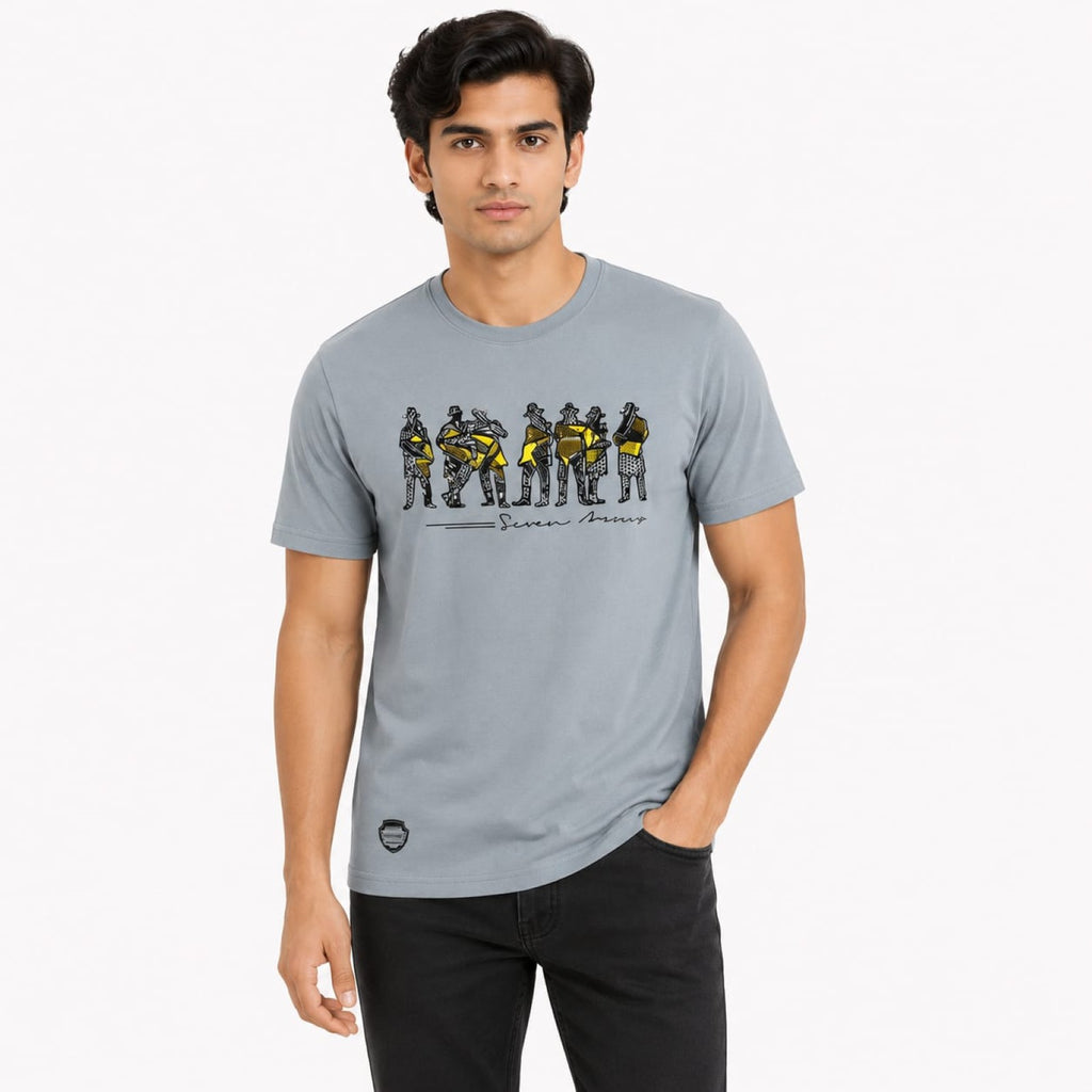 Men's Light Blue Musician Graphic Crew Neck T-Shirt-1