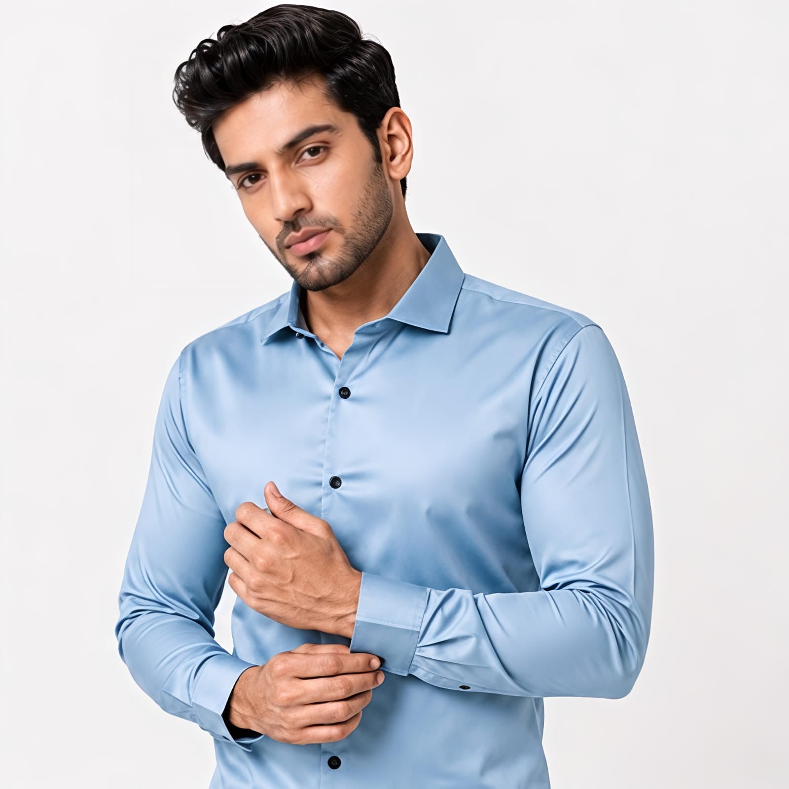 Men's Premium Satin Formal Shirt – Sky Blue-2