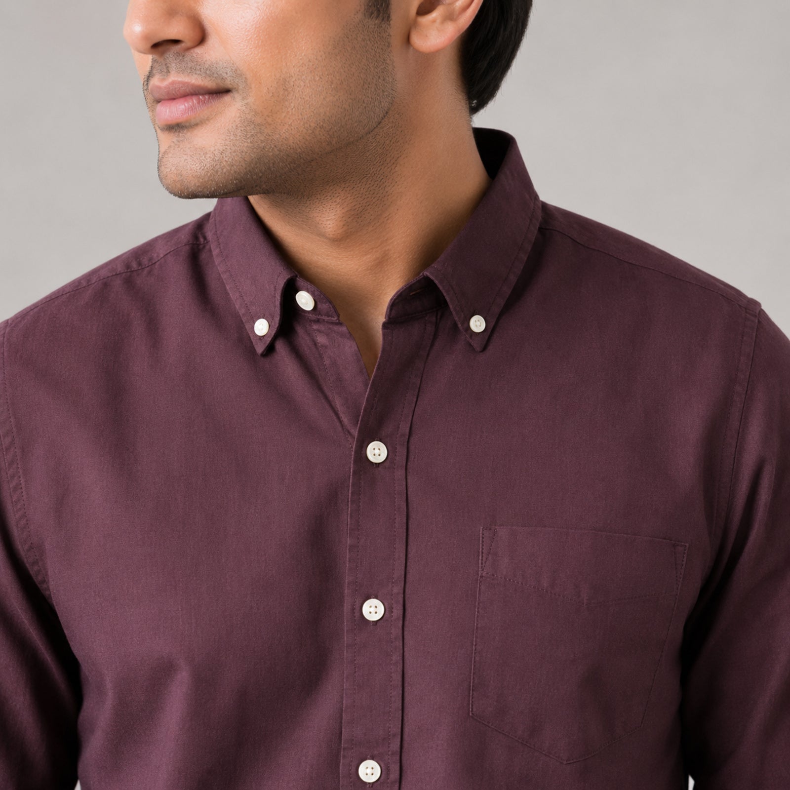 Men's Violet Solid Casual Full Sleeve Shirt-2