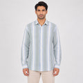 Men's Sky Blue Vertical Striped Casual Shirt-4