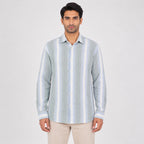 Men's Sky Blue Vertical Striped Casual Shirt-4