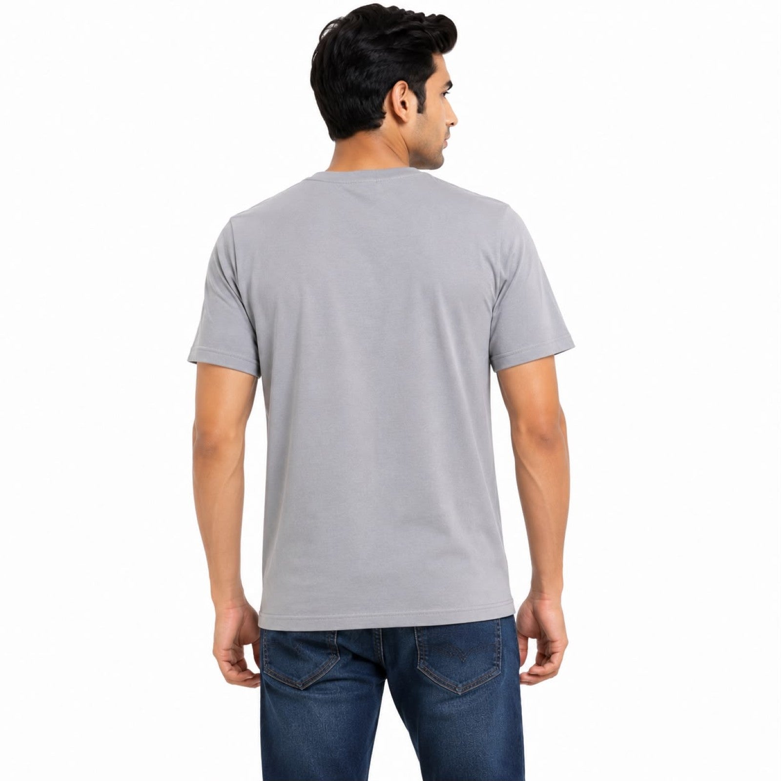 Men's Grey Abstract Bird Graphic Crew Neck T-Shirt-4