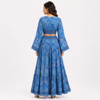 Women's Blue Paisley Print Co-Ord Set-4