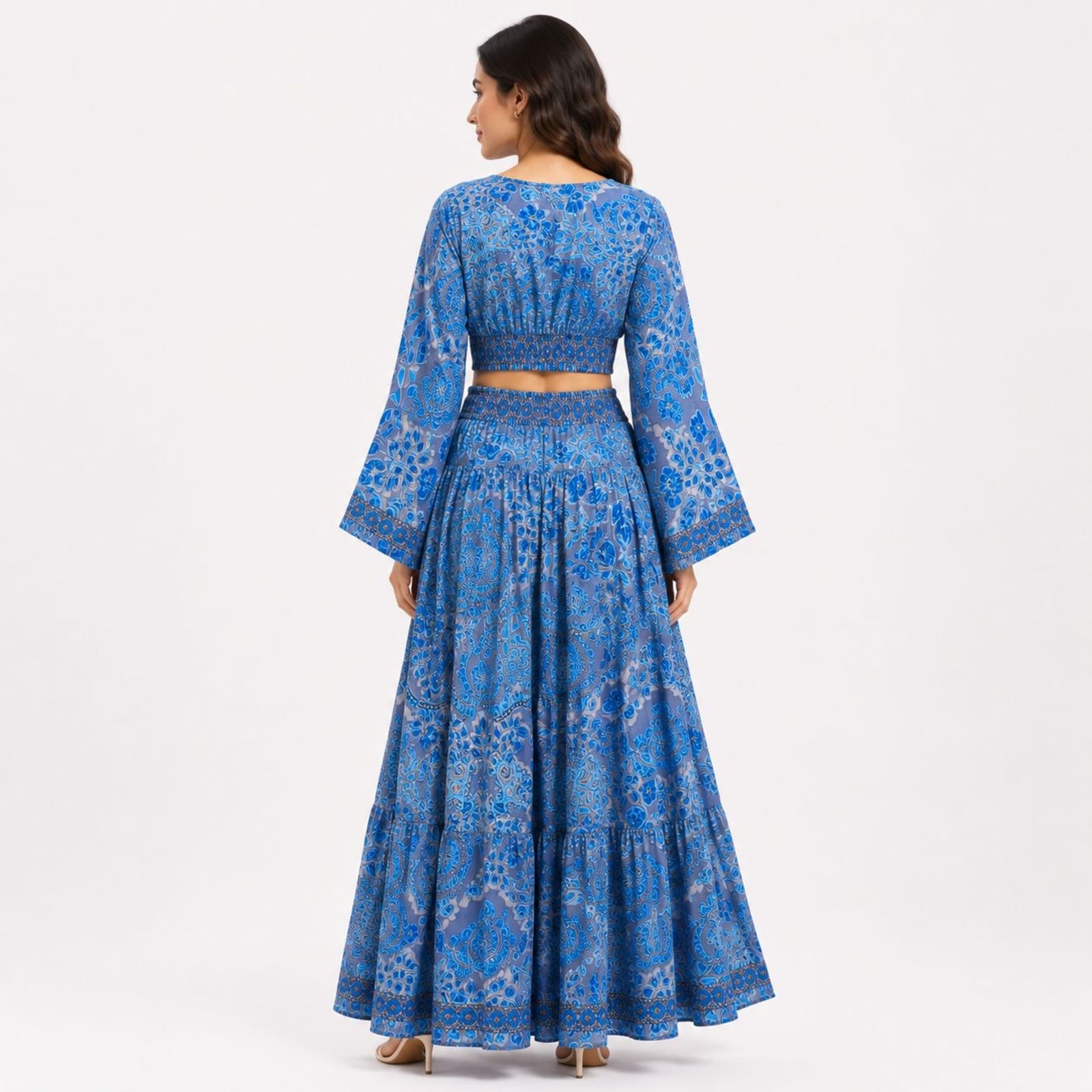 Women's Blue Paisley Print Co-Ord Set-4